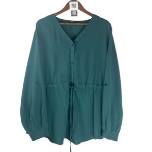 Shein Curve Teal Button-Up Blouse /3X